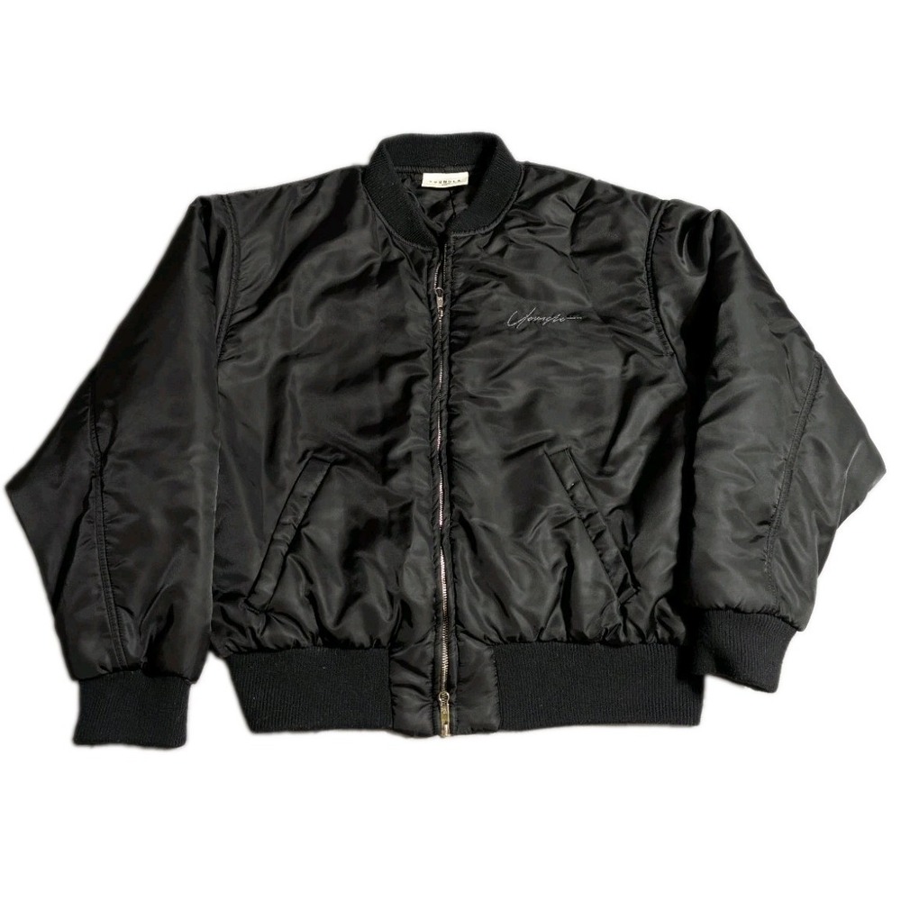 YoungLA Womens XL Black Puffer Bomber Jacket Insulated Full Zip Logo